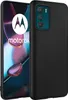 A black phone case is shown next to a Motorola smartphone. Produktbild-Vorschau