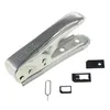 A SIM card punch tool and various SIM card adapters are laid out on a white background. Produktbild-Vorschau
