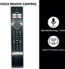 A remote control is shown on a white background, with marketing graphics on a black background. Produktbild-Vorschau