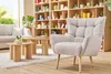 Miliboo - Sessel im gemustertem Samtdesign beige Holzfüße Produktbild-Vorschau 2