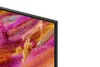 A close-up view of the corner of a television screen displaying a colorful abstract image. Produktbild-Vorschau