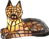 Clayre & Eef Tiffany Tischlampe Hund 25x13x17 cm Braun Glas Produktbild-Vorschau 1