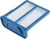 A close-up, studio shot of a blue and white lint filter for a washing machine. Produktbild-Vorschau