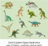 A collection of 12 different dinosaur illustrations on a light green background. Produktbild-Vorschau