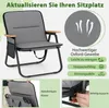 A collage of images showcasing a gray camping chair and its features. Anteprima dell’immagine prodotto