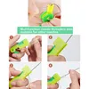 Collage of images showing how to use a needle threader. Produktbild-Vorschau