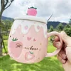 Süße Erdbeertasse, rosa Kaffeetasse, Keramik-Kawaii-Tasse, Produktbild-Vorschau 4