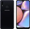 A black Samsung Galaxy A10S smartphone shown from the back and front. Produktbild-Vorschau