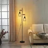 ZMH Vloerlamp zwart, metalen staande lamp met houten Productafbeelding-voorbeeld 4