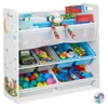 Relaxdays Kinderregal, 6 Boxen, 4 Stofffächer, Lagerfeuer Produktbild-Vorschau 12