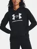A woman wearing a black Under Armour hoodie. Produktbild-Vorschau