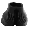 A black, anatomically shaped horse hoof boot is shown against a white background. Produktbild-Vorschau