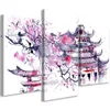 Triptychon auf leinwand gemalte japanische pagode und Produktbild-Vorschau 1