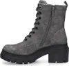 A side view of a gray lace-up boot with a thick black sole and heel. Produktbild-Vorschau