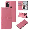Collage of product images showing a rose gold floral butterfly flip phone case for a Samsung Galaxy A21s from different angles and in use. Produktbild-Vorschau