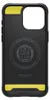 The back of a black and yellow phone case with a circular logo in the center. Náhľad obrázku produktu