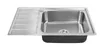 A stainless steel kitchen sink with a draining board is shown against a white background. Produktbild-Vorschau
