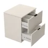 A light beige cabinet with two open drawers. The drawers have textured fronts and metallic handles. Náhled obrázku produktu