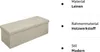 A cream-colored storage ottoman is shown against a white background, with text details on the right side. Náhľad obrázku produktu