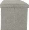 A gray fabric storage ottoman is shown from the front. Podgląd zdjęcia produktu