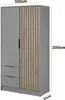 Kleiderschrank Stilo Grau Matt mit Lamellen – 105 cm, 2 Produktbild-Vorschau 5