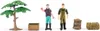A collection of farm-themed toy accessories, including a tree, a trough, two farmer figures, a sack, and a hay bale, arranged on a white background. Anteprima dell’immagine prodotto