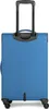A blue trolley suitcase shown from the back. Voir les images du produit