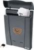 A dark gray mailbox with a newspaper inside and two keys in front. Náhľad obrázku produktu