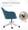 HOMCOM Chaise de bureau velours fauteuil bureau massant Voir les images du produit 6