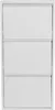 A white metal shoe cabinet with three flip-down doors. Anteprima dell’immagine prodotto
