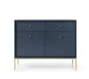 A dark blue cabinet with gold legs and handles, shown against a white background. Podgląd zdjęcia produktu