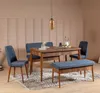 A dining set with a bench, chairs, and a table in a room with paneled walls. Anteprima dell’immagine prodotto