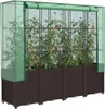 vidaXL Hochbeet mit Gewächshaus-Aufsatz Rattan-Optik Produktbild-Vorschau 2
