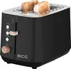 A black toaster with two slices of toast in it, set against a white background. Voir les images du produit