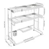 A diagram of a two-tier stainless steel kitchen dish drying rack with dimensions indicated. Podgląd zdjęcia produktu