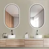 HOKO Miroir ovale LED avec cadre métallique 45x75 cm Blanc Voir les images du produit 2