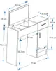 A technical drawing with dimensions of a vanity table. Produktbild-Vorschau
