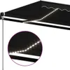 A close-up view of a black awning with integrated LED lights. Náhľad obrázku produktu