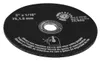 A close-up, isolated shot of a black cutting disc with text and safety symbols printed on it. Produktbild-Vorschau