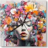 DEQOART Glasuhr 30x30 cm Zahlen 'Blühende Muse' Wanduhr Produktbild-Vorschau 1