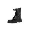 A single black lace-up boot is shown against a white background. Produktbild-Vorschau