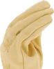 A close-up view of a beige leather glove, showing the texture and stitching. Produktbild-Vorschau