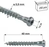 A technical illustration of a screw with dimensions and packaging information. Anteprima dell’immagine prodotto