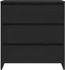 A black wooden sideboard with three drawers against a white background. Náhled obrázku produktu