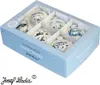 A set of six Christmas ornaments in a light blue box with a snowflake pattern. Náhled obrázku produktu