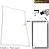 A universal refrigerator door seal is shown, with diagrams illustrating its installation and dimensions. The logo 'Universal*' is present. Produktbild-Vorschau