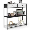A console table with decorative items on its shelves, set against a white background. Produktbild-Vorschau