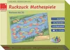 The image shows the packaging of a math board game for children, featuring a game board with frogs and lily pads, along with game pieces and dice. Produktbild-Vorschau
