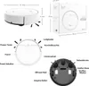 A collage of images showing a robot vacuum cleaner, its packaging, and detailed diagrams with labels. Produktbild-Vorschau