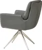 A grey leather armchair with a silver swivel base, shown from a rear-side angle against a white background. Produktbild-Vorschau